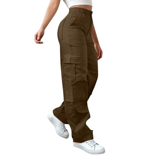 Tatumaie Plus Size Cargo Pants for Women,Plus Size Beige Womens Cargo Pants 2026 Elastic Waisted Hiking Pant Athletic Casual High Waist Straight Leg Trousers with Multi-Pockets | Amazon (US)