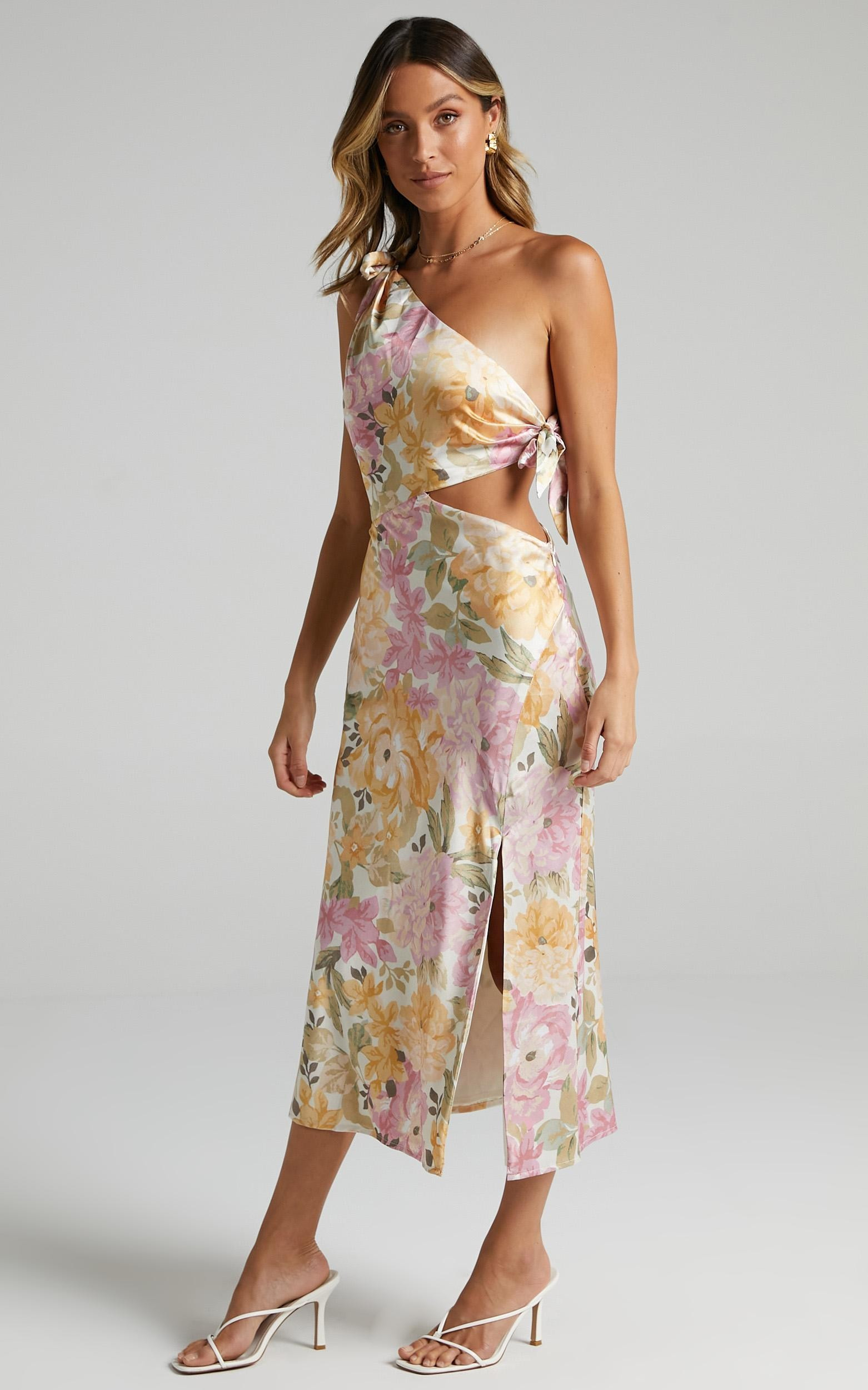 Glaucus One Shoulder Midi Dress in Elegant Floral | Showpo | Showpo - deactived