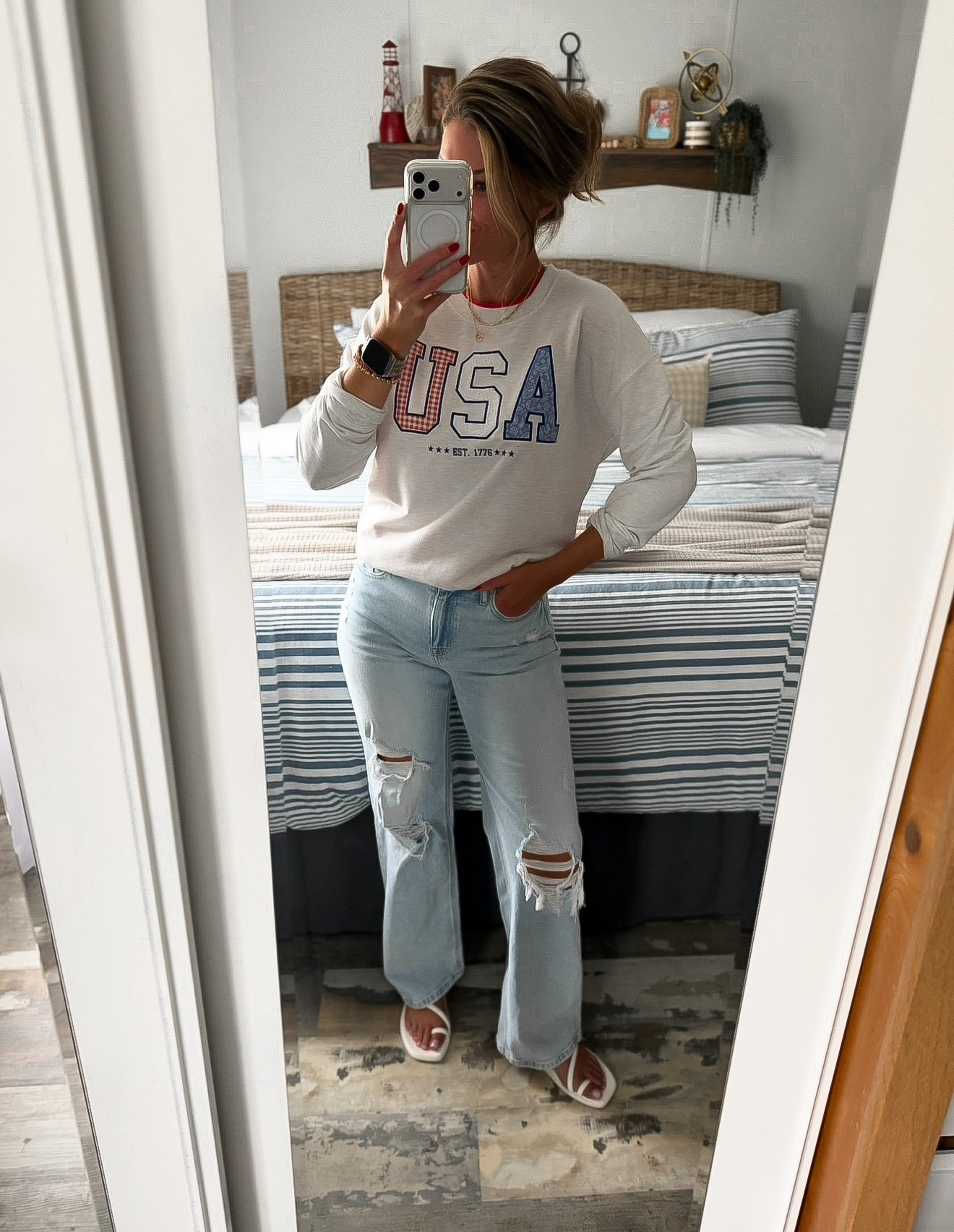 MDW casual outfit of the day 🇺🇸 
Sweatshirt / small
Jeans/ 6

#LTKSeasonal #LTKOver40 #LTKSaleAlert
