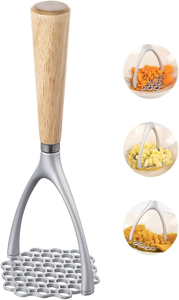 Brigii Potato Masher with Wooden Handle, Manual Potato Press for Kitchen Tool, Aluminum Alloy Pot... | Amazon (US)