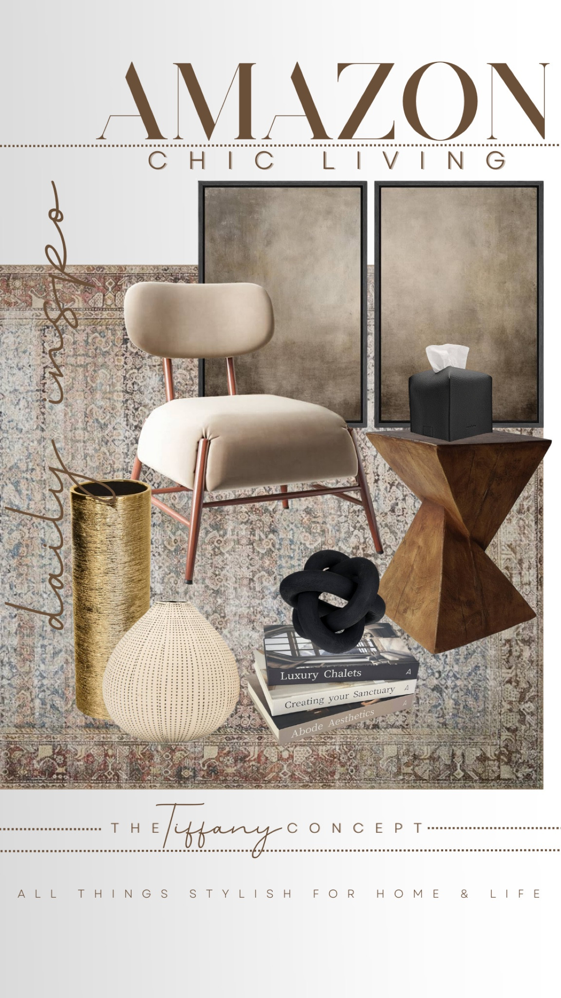 I love how this daily inspo is both moody and neutral. I love the pairing of soft neutral colors with darker browns and blacks [and don’t forget a pop here and there of white and gold]. Also, can we talk about this accent chair? This chair could be perfect in so many space in your home and I LOVE the soft cream color of the seat! 

#LTKSaleAlert #LTKHome #LTKFindsUnder100