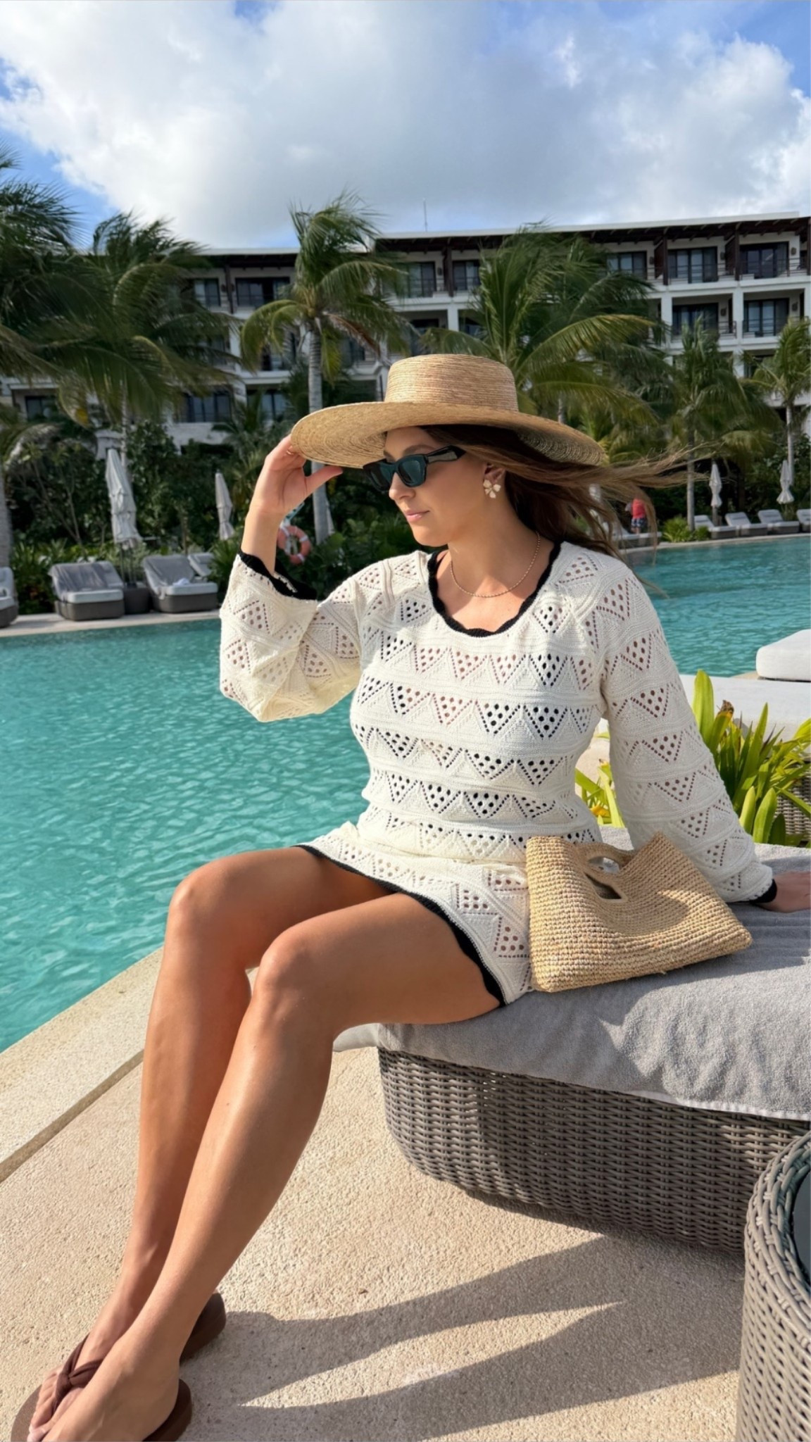 Chic resort wear set ☀️ Crochet coverup, woven bag, and vacation staples linked below.

resort wear, crochet coverup, vacation outfit, beach outfit, poolside style, neutral fashion, summer style

#LTKTravel #LTKSwim #LTKMidsize