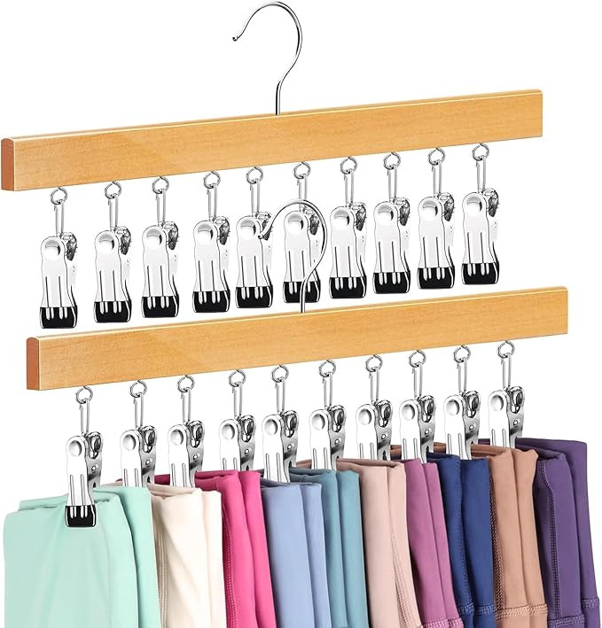 Legging Organizer for Closet, Pants Hangers with Clips Holds 20 Leggings, Jeans, Hats, Shorts, So... | Amazon (US)