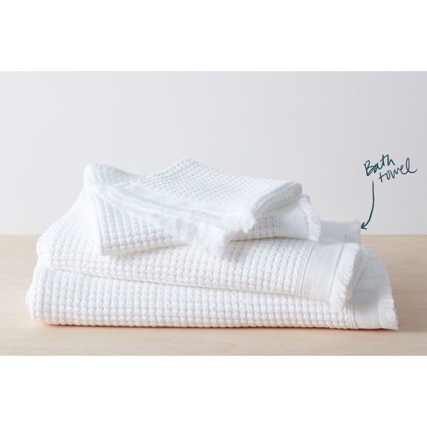 Allswell 100% Organic Stonewashed Waffle Bath Towel, 28"x54", White - Walmart.com | Walmart (US)
