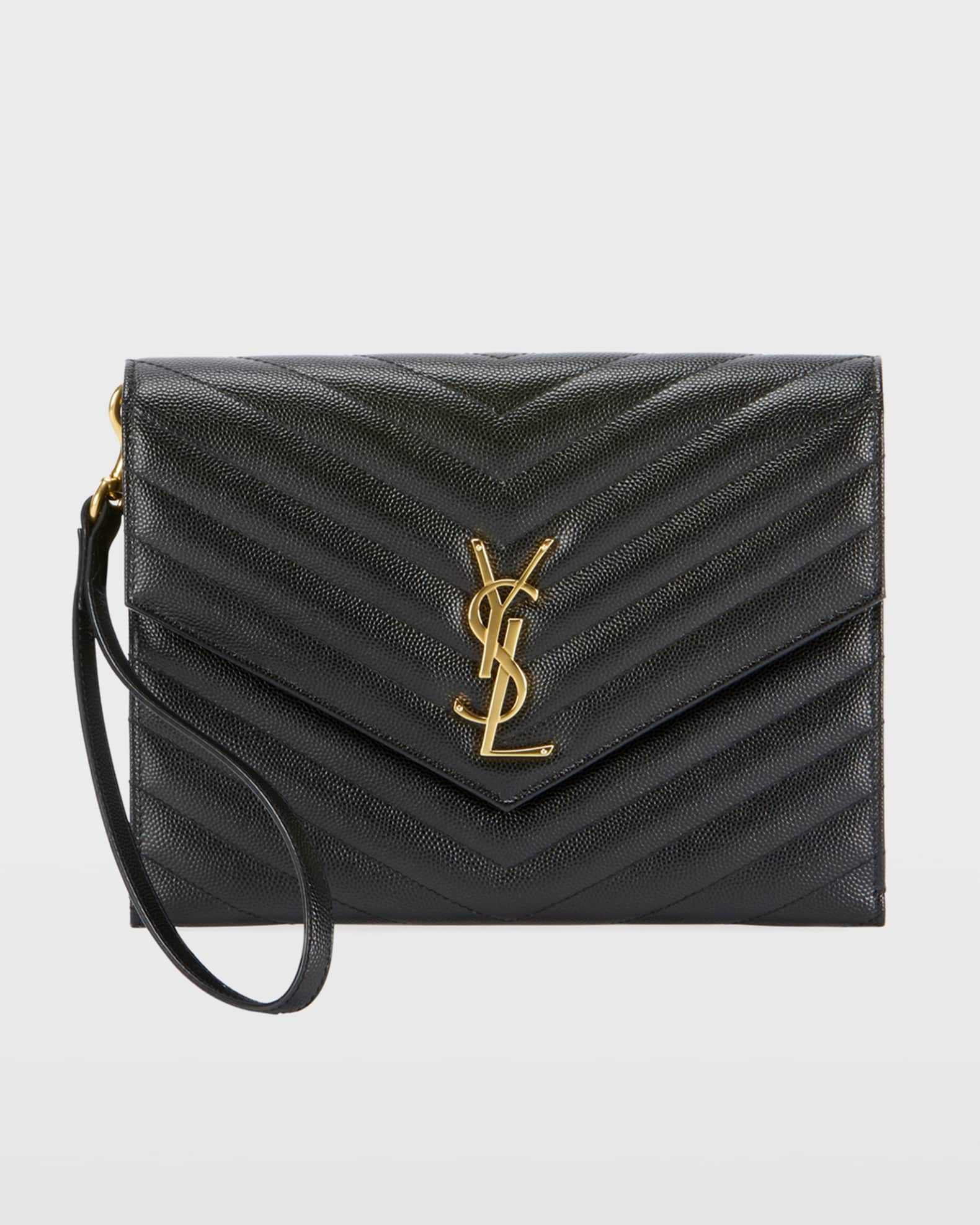 YSL Envelope Flap Pouch Clutch Bag | Neiman Marcus