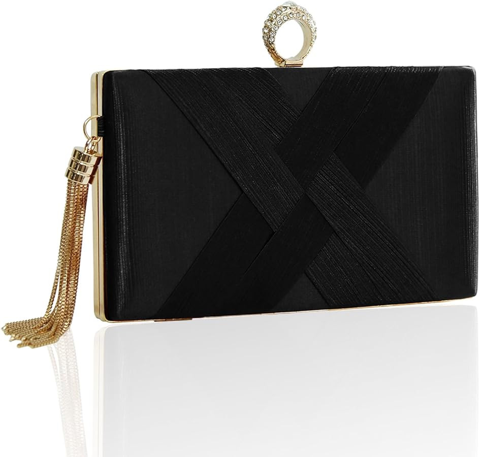 Clutch Purses for Women Tassel Evening Clutch bag Sparkly Diamond Crossbody Shoulder Bag For Wedd... | Amazon (US)