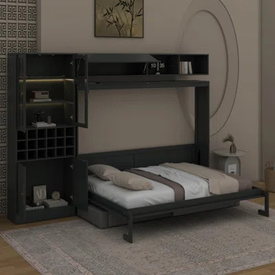 Queen Size Murphy Bed Wall Bed With Sofa，USB & Light | Wayfair North America
