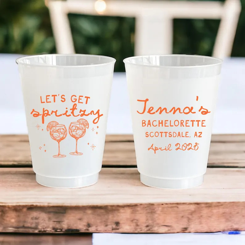 Let's Get Spritzy Custom Bachelorette Party Cups - Aperol Spritz Bachelorette Cups - Personalized... | Etsy (US)
