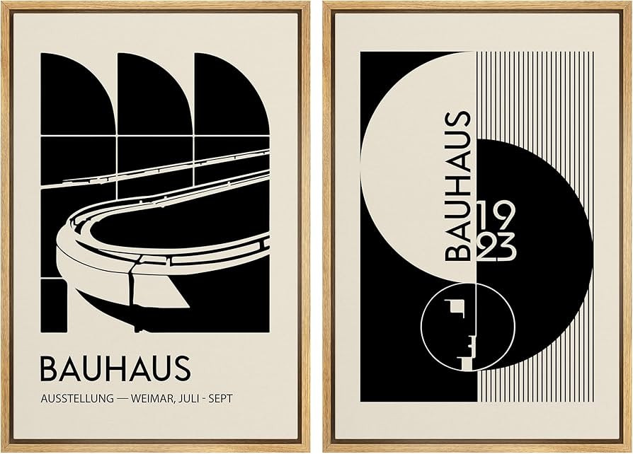 IDEA4WALL Framed Canvas Print Wall Art Set Bauhaus Geometric Black Architecture Circles Abstract ... | Amazon (US)
