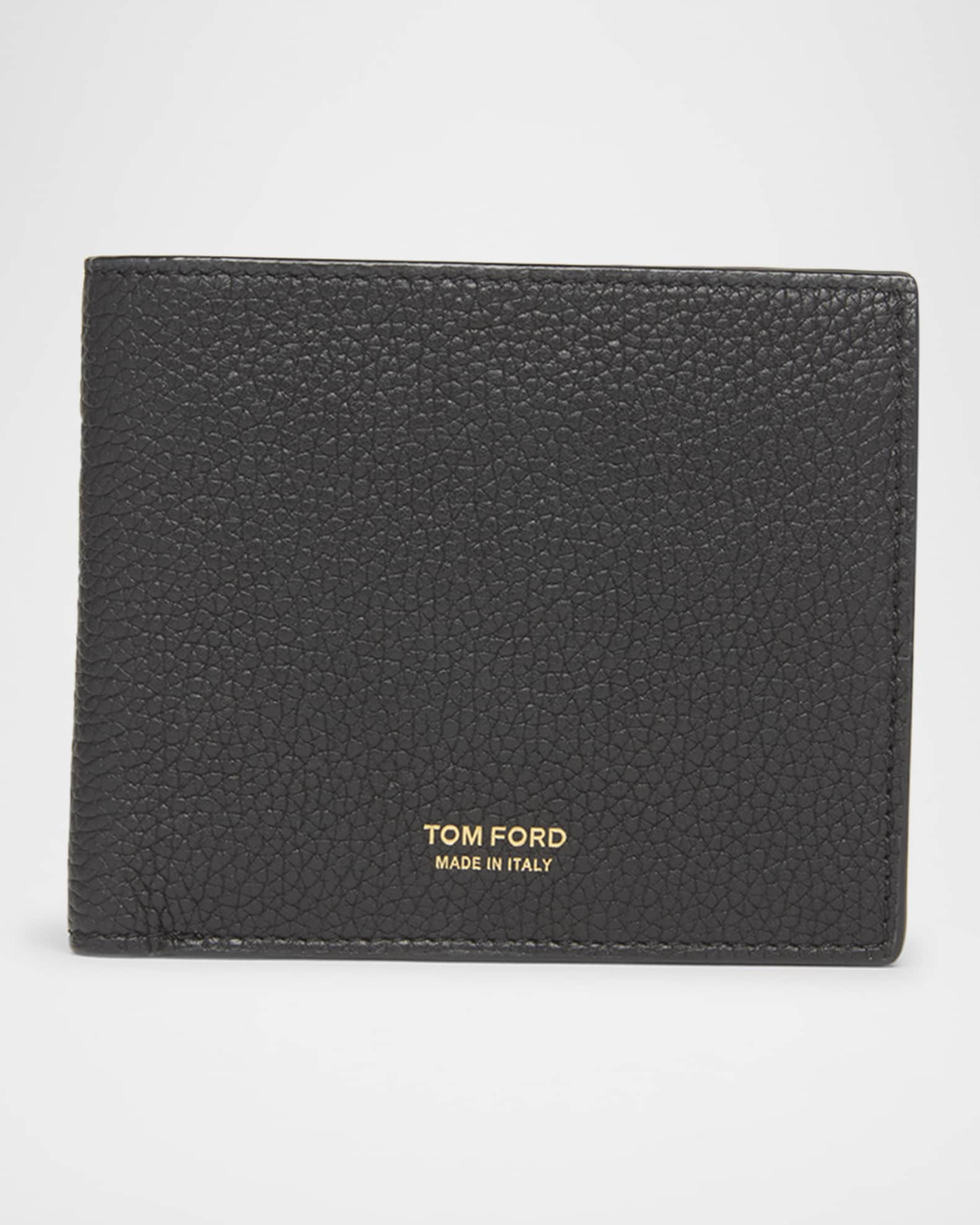 Men's T Line Grained Leather Bifold Wallet | Neiman Marcus