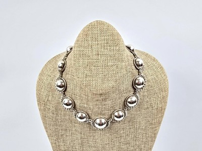 TAXCO Sterling Half Beaded Ball Collar Statement Necklace TB-345 109.9g 15.5" | eBay US