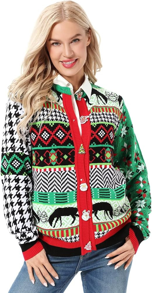 Women Ugly Christmas Hoodie for Adult Men`s Unisex Xmas Hooded Sweater Pullover for Party Festive | Amazon (US)