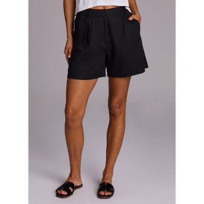 RBX Active Women's Linen Trouser Short, Comfort Elastic Back Fashion Linen Shorts with Pockets - Black,L | Target