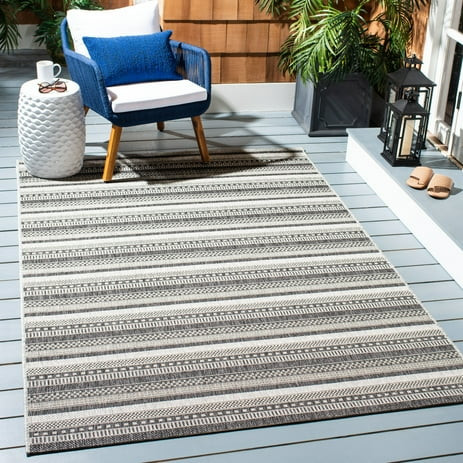 Safavieh Courtyard Xzavier Geometric Striped Indoor/Outdoor Area Rug | Walmart (US)