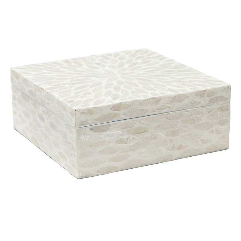 Solstice Ivory Capiz Decorative Box, 8" | At Home