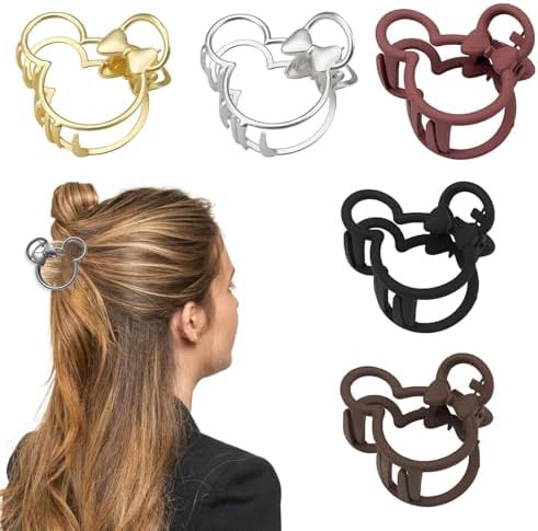 5PCS Mouse Lady Resin Hair Accessories - Vintage Barrette, Clurly Hair Claws, Non-Slip Clamps for... | Amazon (US)