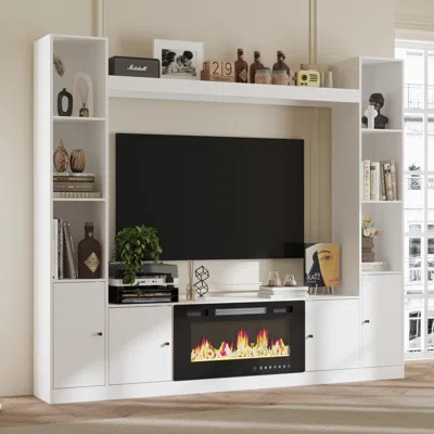 81'' W Entertainment Center For Tvs Up To 55" With Electric Fireplace Heated | Wayfair North America