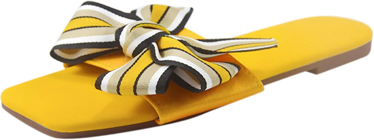 Beach Breathable Home Shoes Flip-Flops Bowknot Flat Sandals Women Slipper Women's slipper | Amazon (CA)