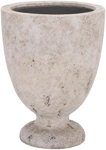 SAFAVIEH Outdoor - Ella Planter Pot with Drainage - Antique White Ficonstone Cement - Weather Res... | Amazon (US)