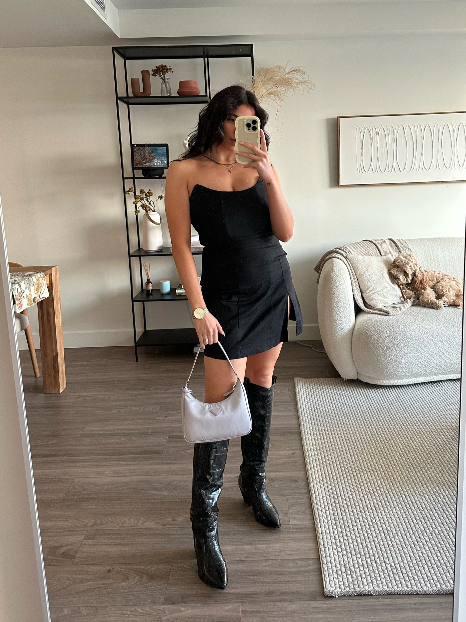 Going out fit - black dress White Fox Boutique, Prada, princess Polly boots

#LTKbeauty #LTKstyletip