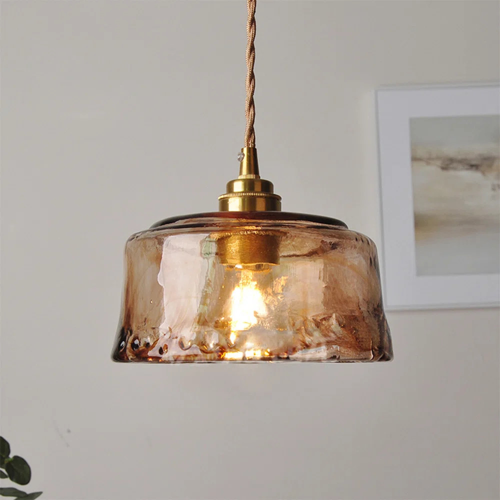 Amber Cloud Glass Pendant Light Antique Brass | Wayfair North America