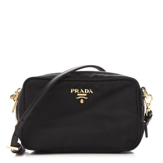 PRADA Tessuto Nylon Mini Camera Crossbody Bag Black | Fashionphile