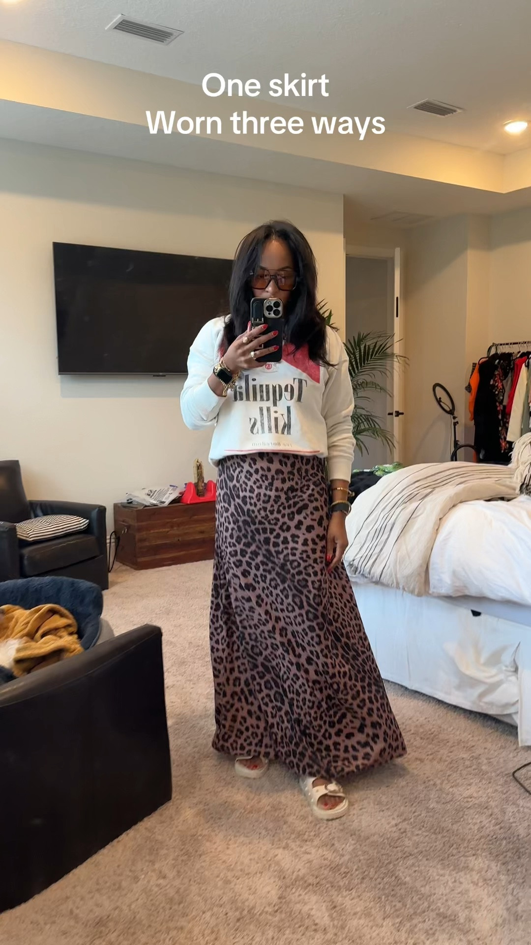 Leopard print skirt 3 ways! 
Skirt fits tts


#LTKSeasonal