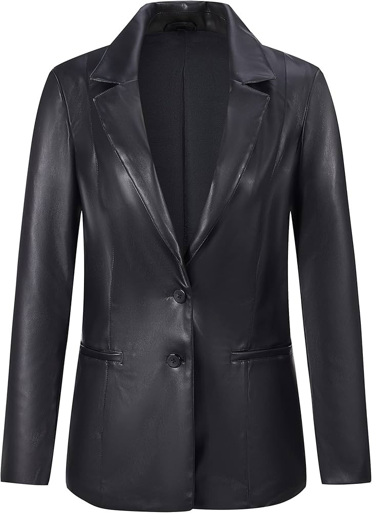 RISISSIDA Women's Faux Leather Blazer Jacket 2022 Fall and Spring Fashion, Casual Loose Oversized... | Amazon (US)