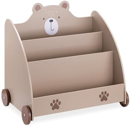 Navaris Kids Bookcase - Childrens Bookshelf with Wheels & 3 Shelves - Childs Montessori Bookshelv... | Amazon (UK)