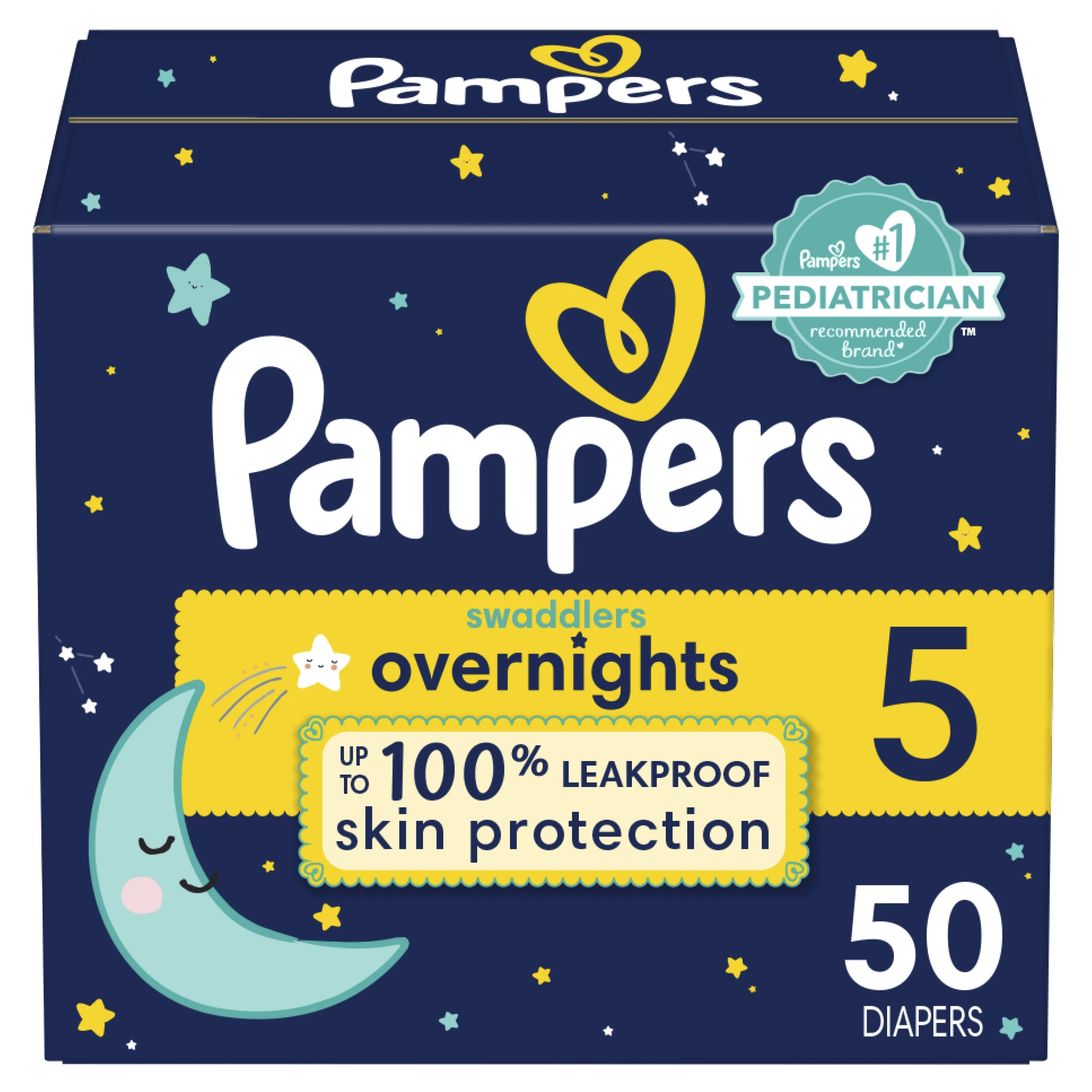 Pampers Swaddlers Overnights Diapers, Size 5, 50 Count - Walmart.com | Walmart (US)