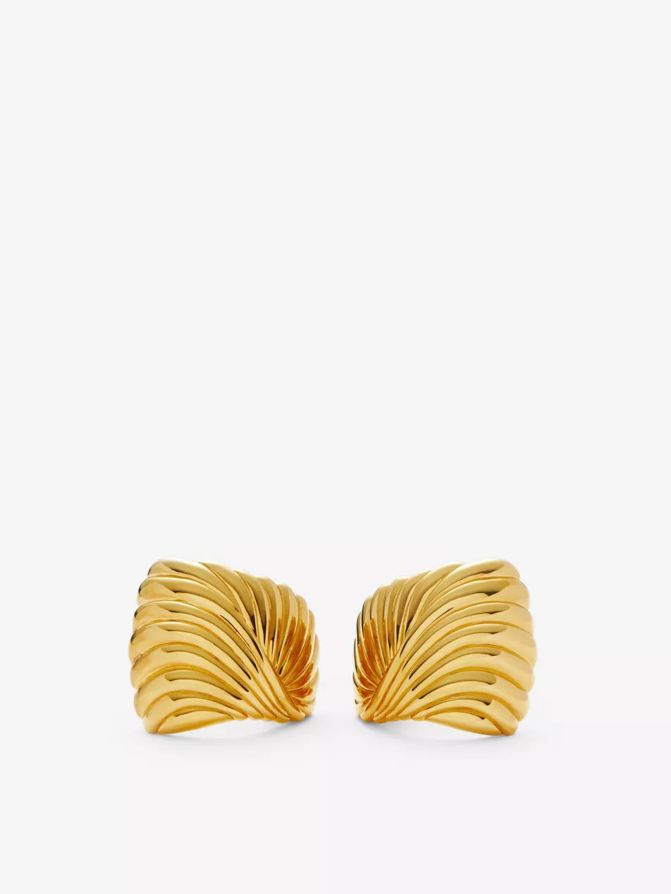 Ripple oversized 18ct yellow-gold plated brass earrings | Selfridges