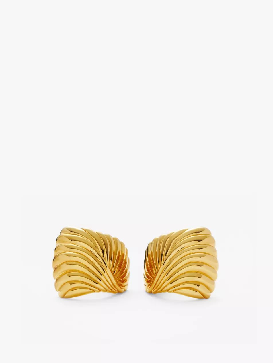 Ripple oversized 18ct yellow-gold plated brass earrings | Selfridges