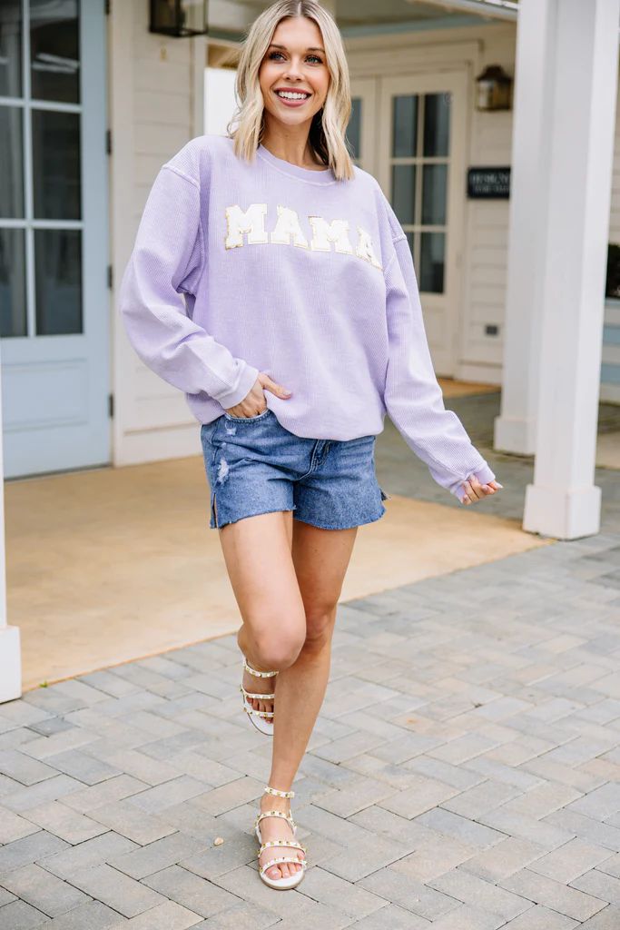 Bold Mama Lilac Purple Varsity Corded Sweatshirt | The Mint Julep Boutique