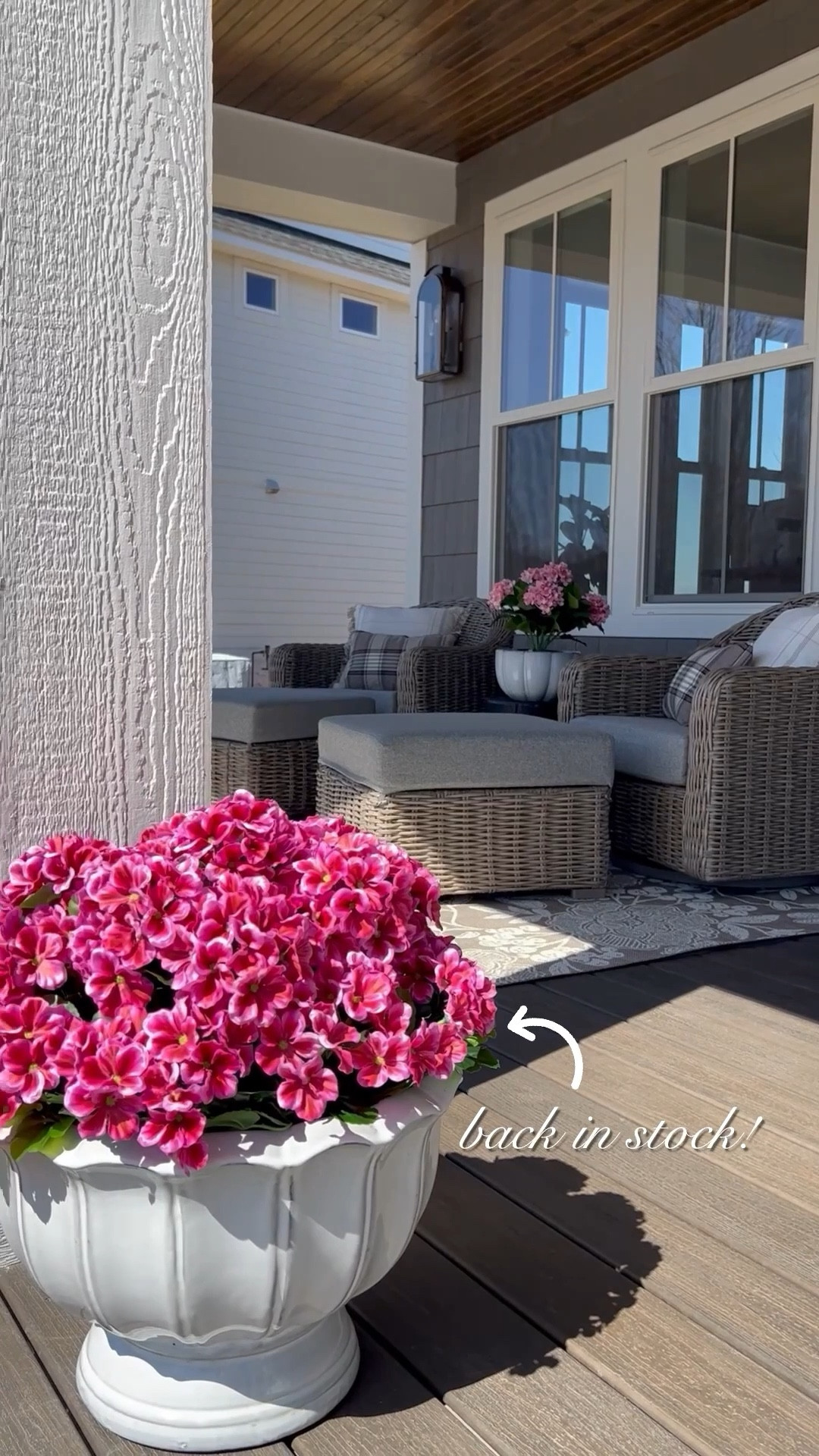 This beautiful potted, faux porch plant is back in stock in the dark pink. Grab it quickly — it sells out fast! Comes in a set of two.

#ltkwatchnow

#LTKSaleAlert #LTKSeasonal #LTKHome