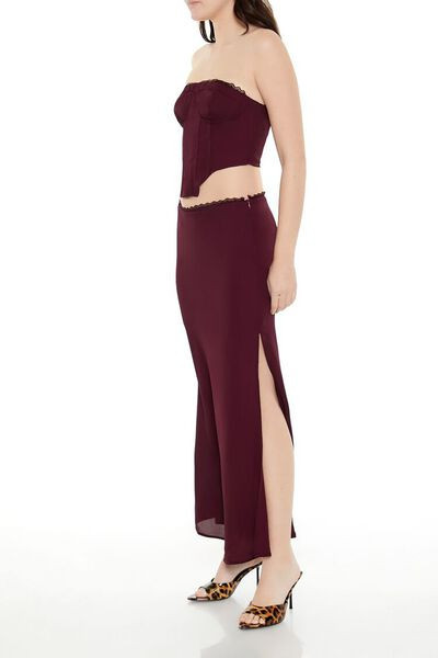 Lace-Trim Chiffon Maxi Skirt | Forever 21