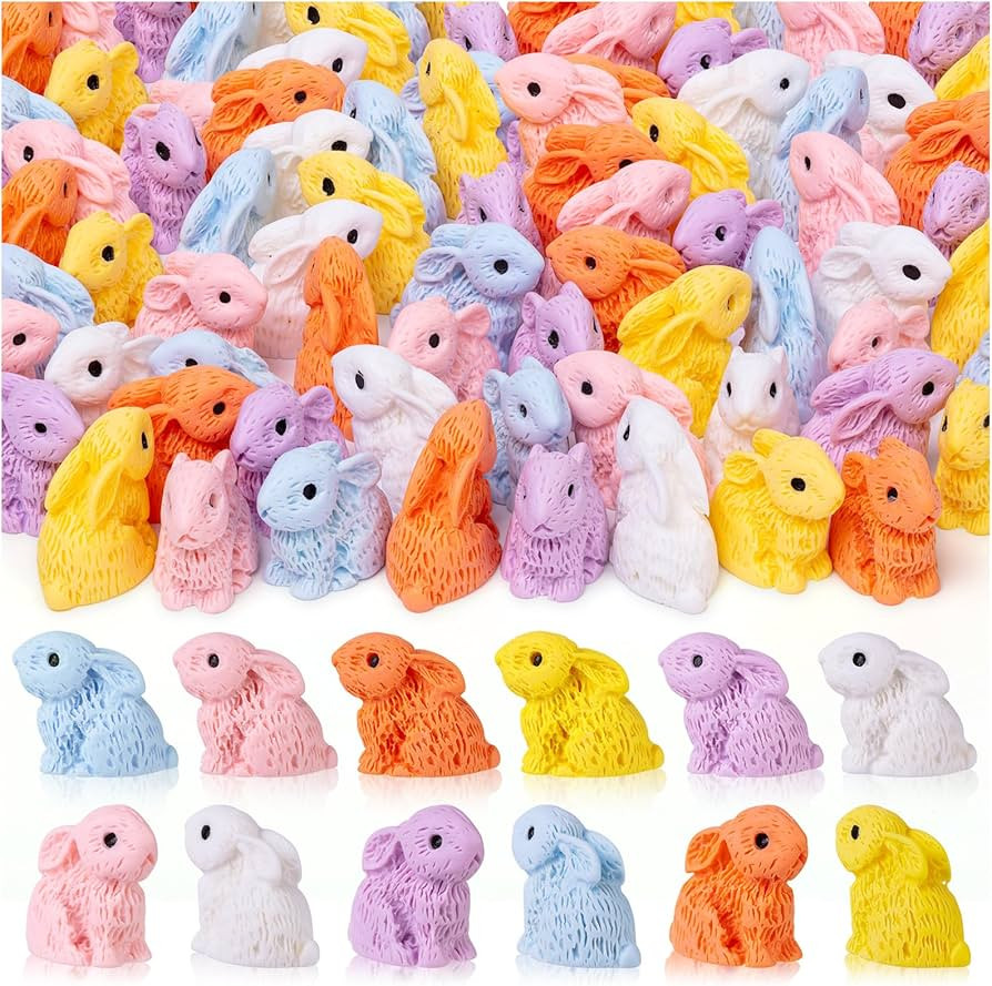 60PCS Miniature Resin Rabbits Easter Bunny Figurines Cute Tiny Bunnies Rabbits Animals for Easter... | Amazon (US)