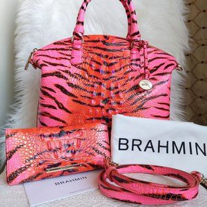BRAHMIN 💕 Pink Feline Melbourne Large Duxbury Satchel & Ady Wallet SET | Poshmark