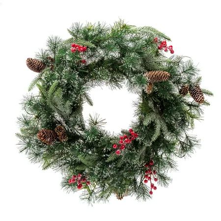 Belham Living Multicolor Battery Operated Frosted Cascade 24" Christmas Wreath | Walmart (US)