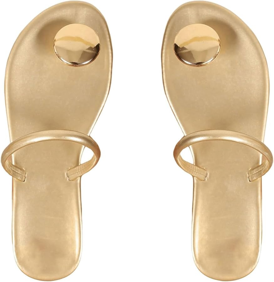 Verdusa Women's Dressy Flat Sandals Flip Flop Casual Summer Thong Beach Sandal | Amazon (US)