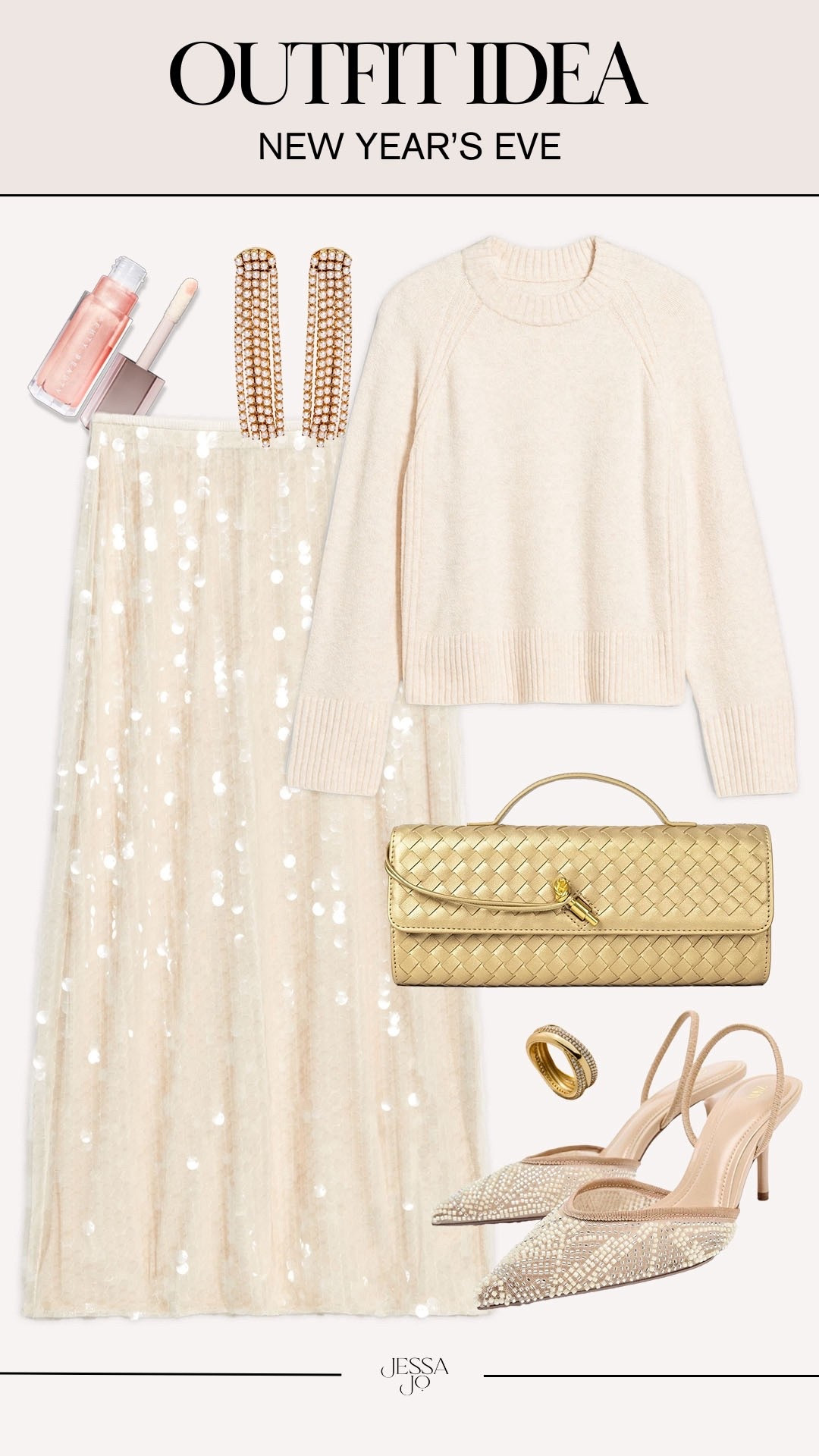 Chic New Year’s Eve outfit idea. Dressy NYE style. NYE outfit idea. Ivory sequin skirt. Ivory gold New Year’s Eve style. What to wear for New Year’s Eve  

#LTKSeasonal #LTKHoliday #LTKFindsUnder100