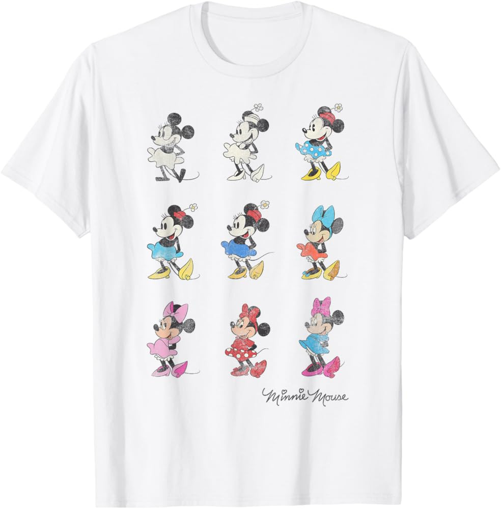 Disney Mickey And Friends Minnie Mouse Through The Years Short Sleeve T-Shirt,Small | Amazon (US)