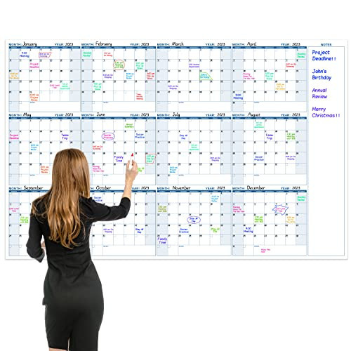 Large Dry Erase Calendar for Wall – Yearly Wall Calendar Dry Erase, 37" x 57.9", 12-Month Undated Blank Calendar Planner, Reusable Laminated Task Organizer with Note, Great for Office, Classroom, Home | Amazon (US)