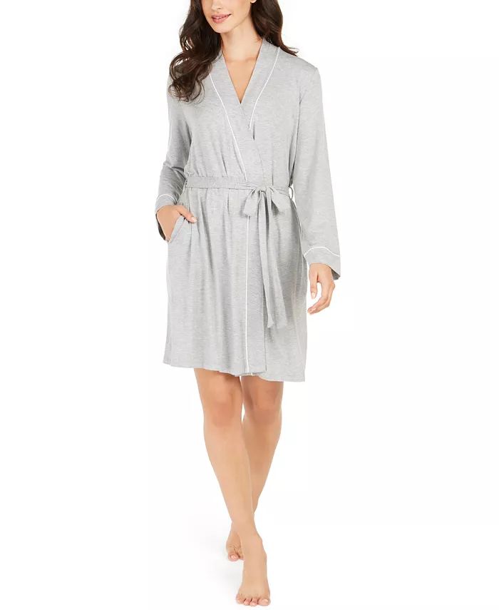 Women's Contrast Trim Short Robe, Created for Macy's | Macys (US)