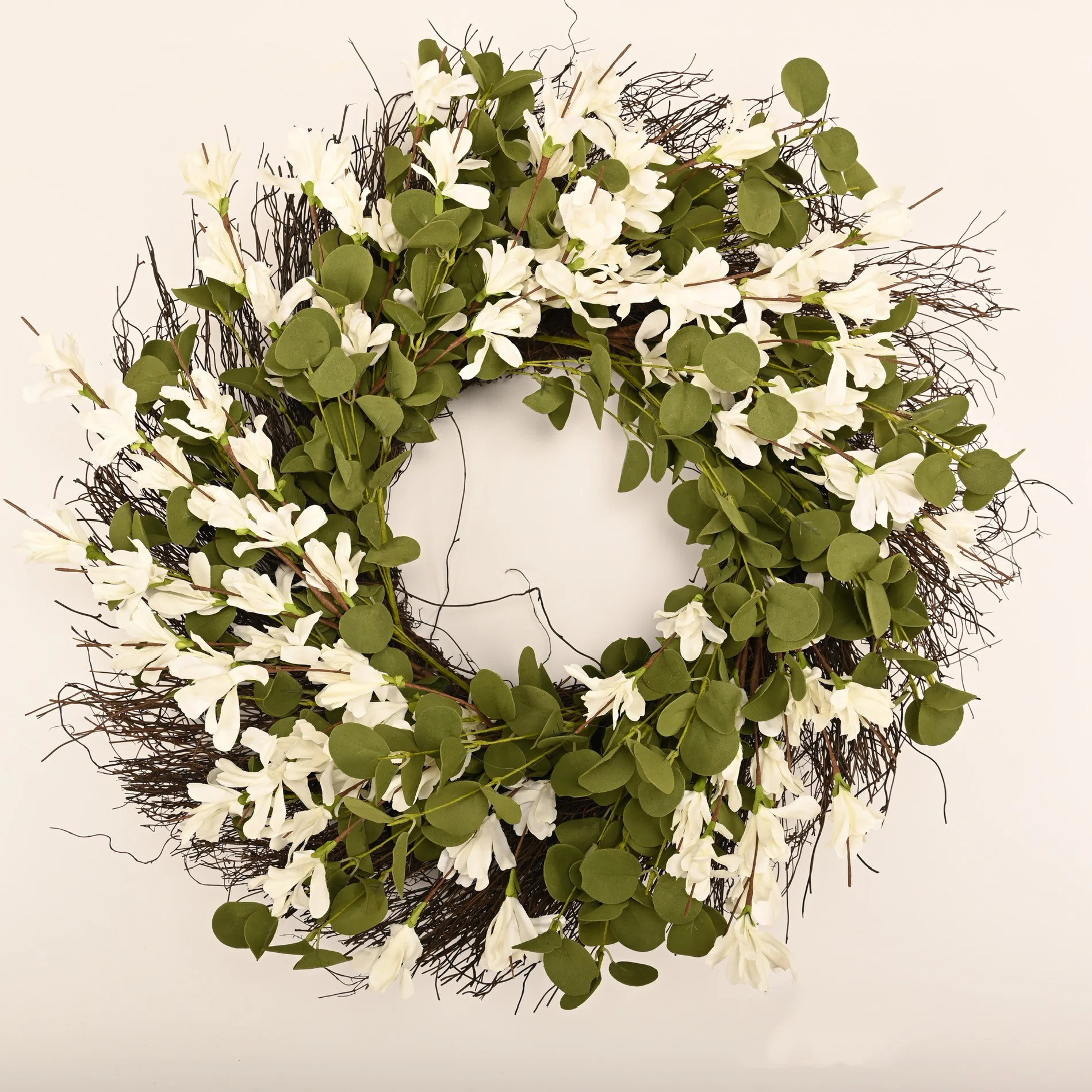 22" Spring Forsythia Eucalyptus Wreath for Front Door | Wayfair North America