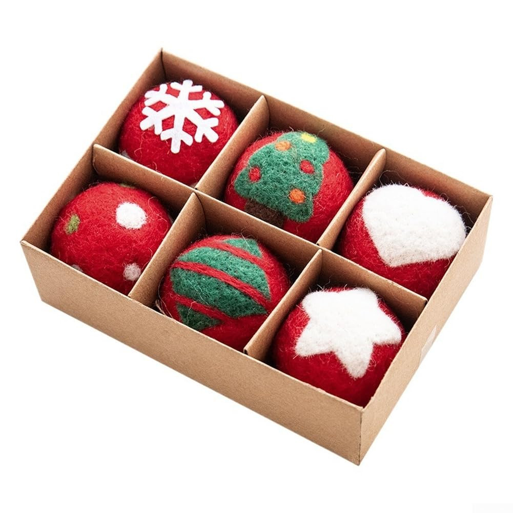 6PCS Christmas Tree Balls Ornaments, Wool Felt Festive Hanging Decorative Baubles Decorations For... | Amazon (CA)
