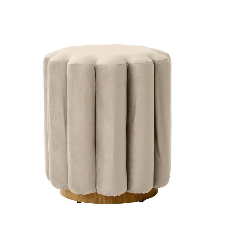 Better Homes & Gardens Lillian Velvet Tufted Ottoman, Beige - Walmart.com | Walmart (US)