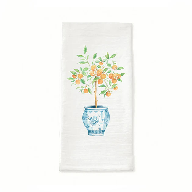 Orange Tree Ginger Jar Tea Towel | Cailini Coastal