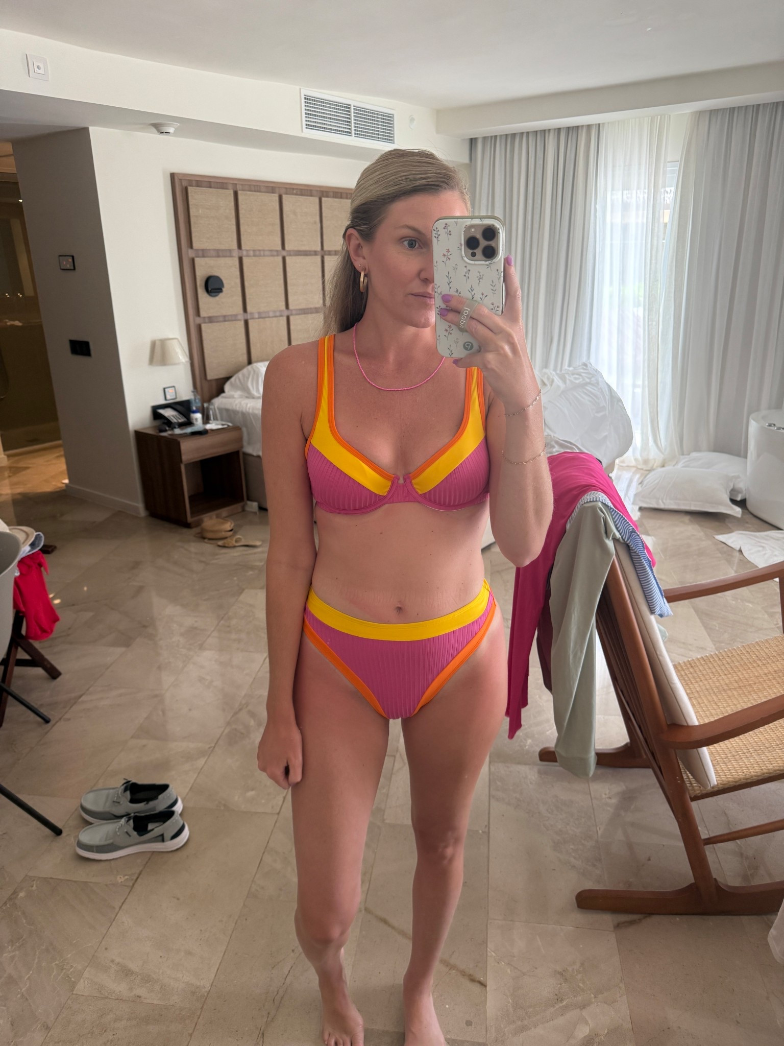 Bright color block high waisted swimsuit! This one is a little more cheeky. Wearing size small 

#LTKootd #LTKTravel #LTKSwim