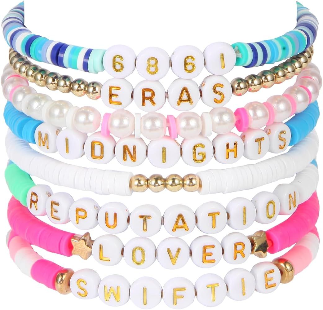 QUNAN 8 pcs Taylor Friendship Bracelets Music Album Inspired Bracelets Set for Fans | Amazon (US)