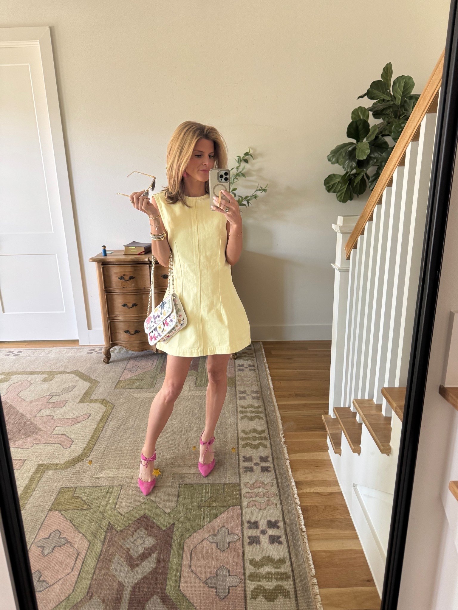 VRG GRL butter yellow denim mini dress 